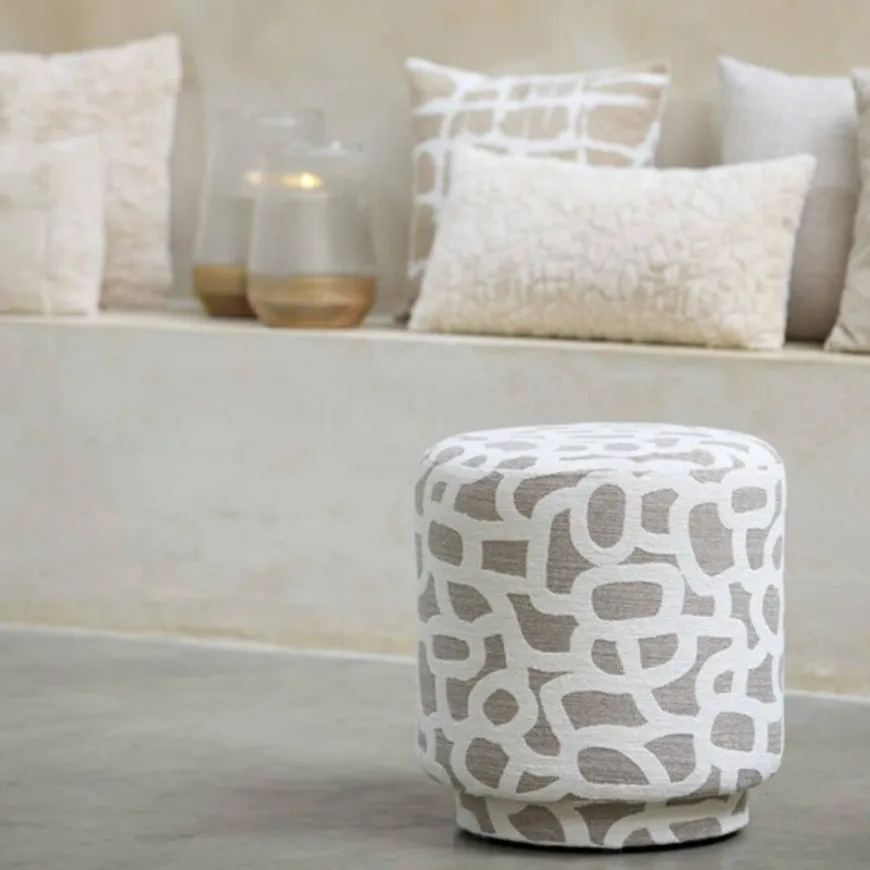 Light en Living Poef Ø40x44 cm DAVONTE taupe+beige