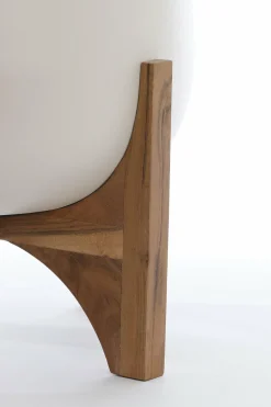 Light en Living Pot deco op voet Ø36x50 cm KARUNA hout+mat crème
