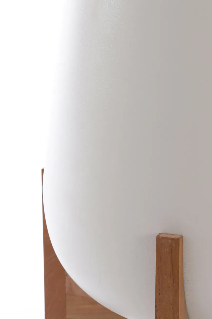 Light en Living Pot deco op voet Ø36x50 cm KARUNA hout+mat crème