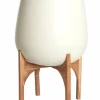 Light en Living Pot deco op voet Ø59x82 cm KARUNA hout+mat crème