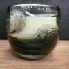 Light en Living Pot met kaars 9x9x9 cm OASIS glas groen zwart