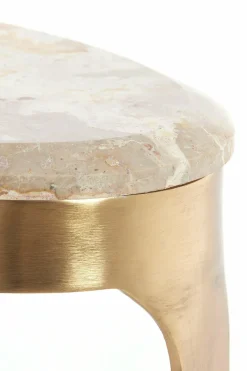 Light en Living Salontafel GIULIO 51x33x36 cm – Taupe Marmer & Antique Bronze | Light & Living