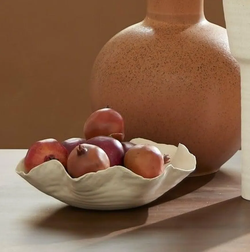 Light en Living Schaal 34x31x11 cm BANDA keramiek crème