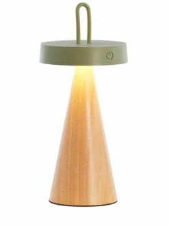 Light en Living Tafellamp LED Ø13x28,5 cm ANKENTA olijf groen+hout naturel