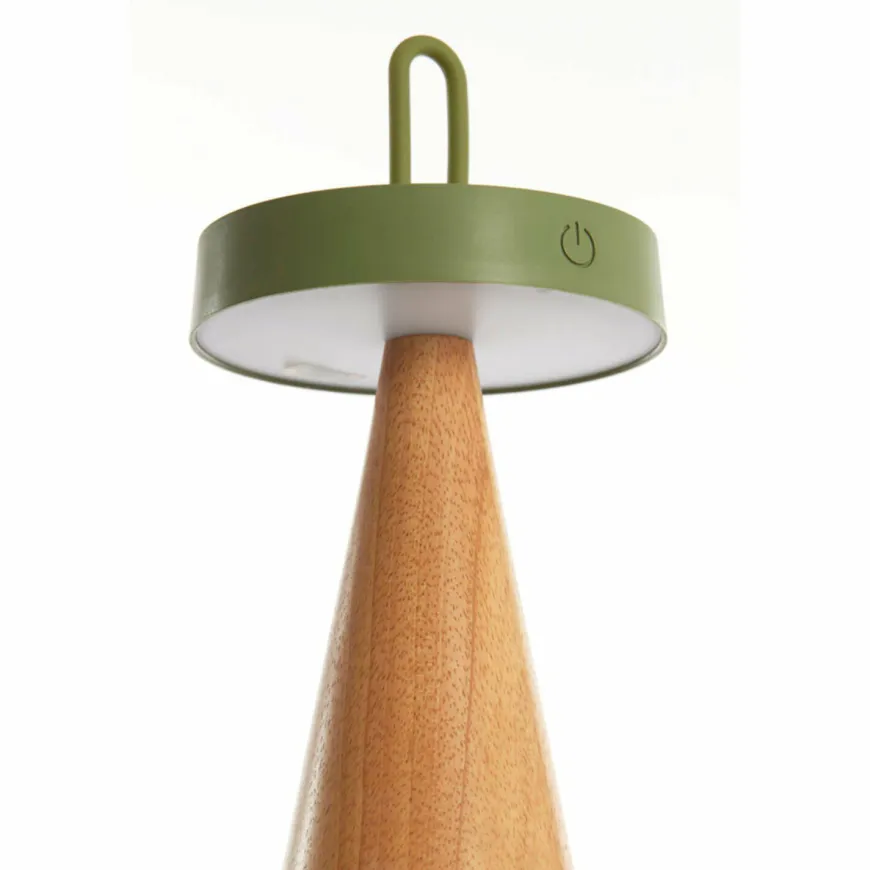 Light en Living Tafellamp LED Ø13x28,5 cm ANKENTA olijf groen+hout naturel