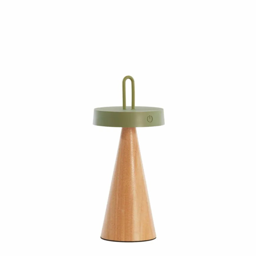 Light en Living Tafellamp LED Ø13x28,5 cm ANKENTA olijf groen+hout naturel