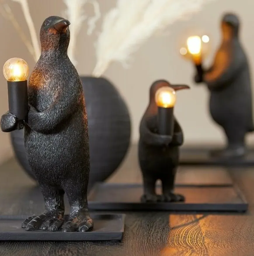 Light en Living Tafellamp E14 pinguïn mat zwart - Diverse afmetingen