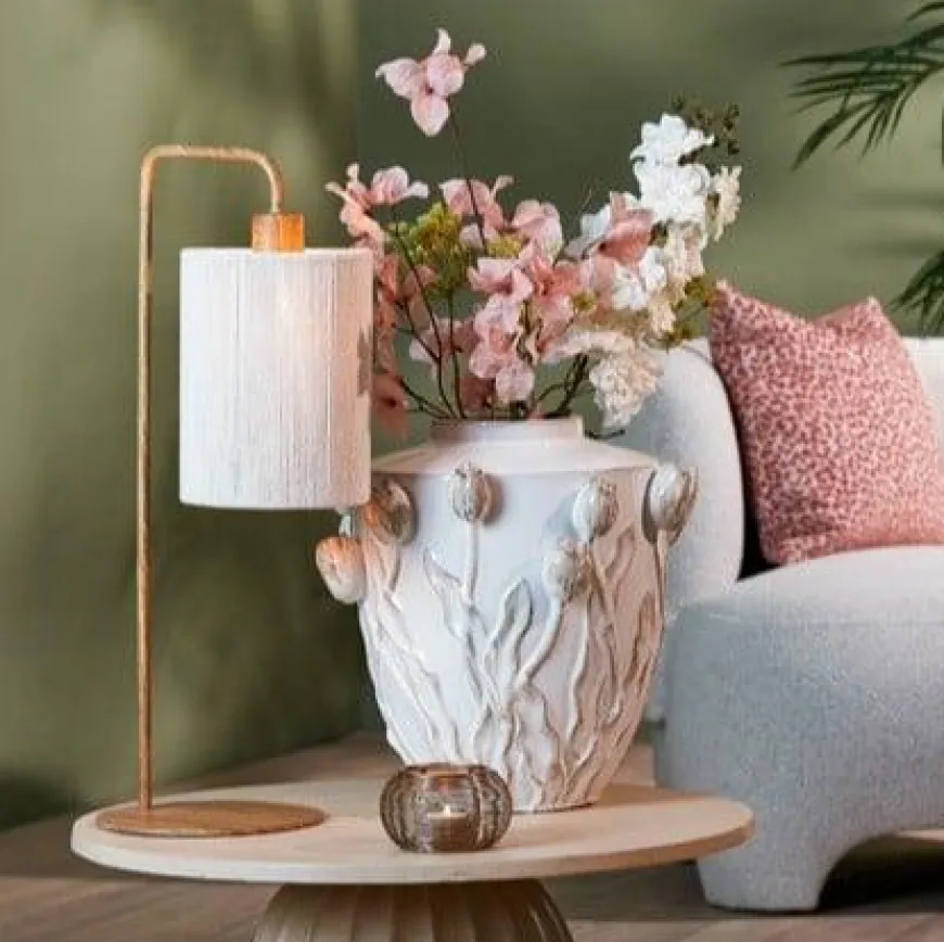 Light en Living Tafellamp 26x20x59,5 cm DONIO hout print naturel+touw crème