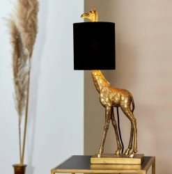 Light en Living Tafellamp 26x16x61 cm GIRAFFE antiek brons+velvet zwart