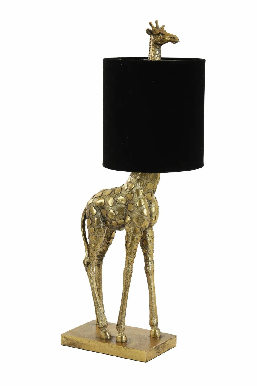 Light en Living Tafellamp 26x16x61 cm GIRAFFE antiek brons+velvet zwart