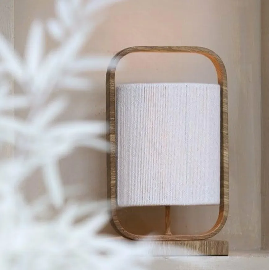 Light en Living Tafellamp 22,5x15x37,5 cm LECCE houtprint + touw naturel