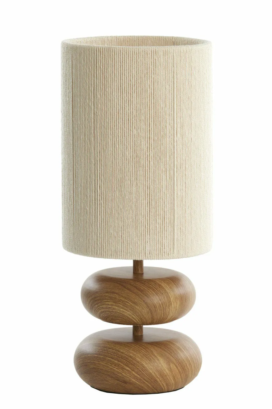 Light en Living Tafellamp Ø22x50,5 cm DANIALO hout print naturel+touw crème