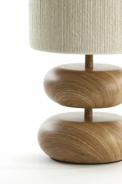 Light en Living Tafellamp Ø22x50,5 cm DANIALO hout print naturel+touw crème