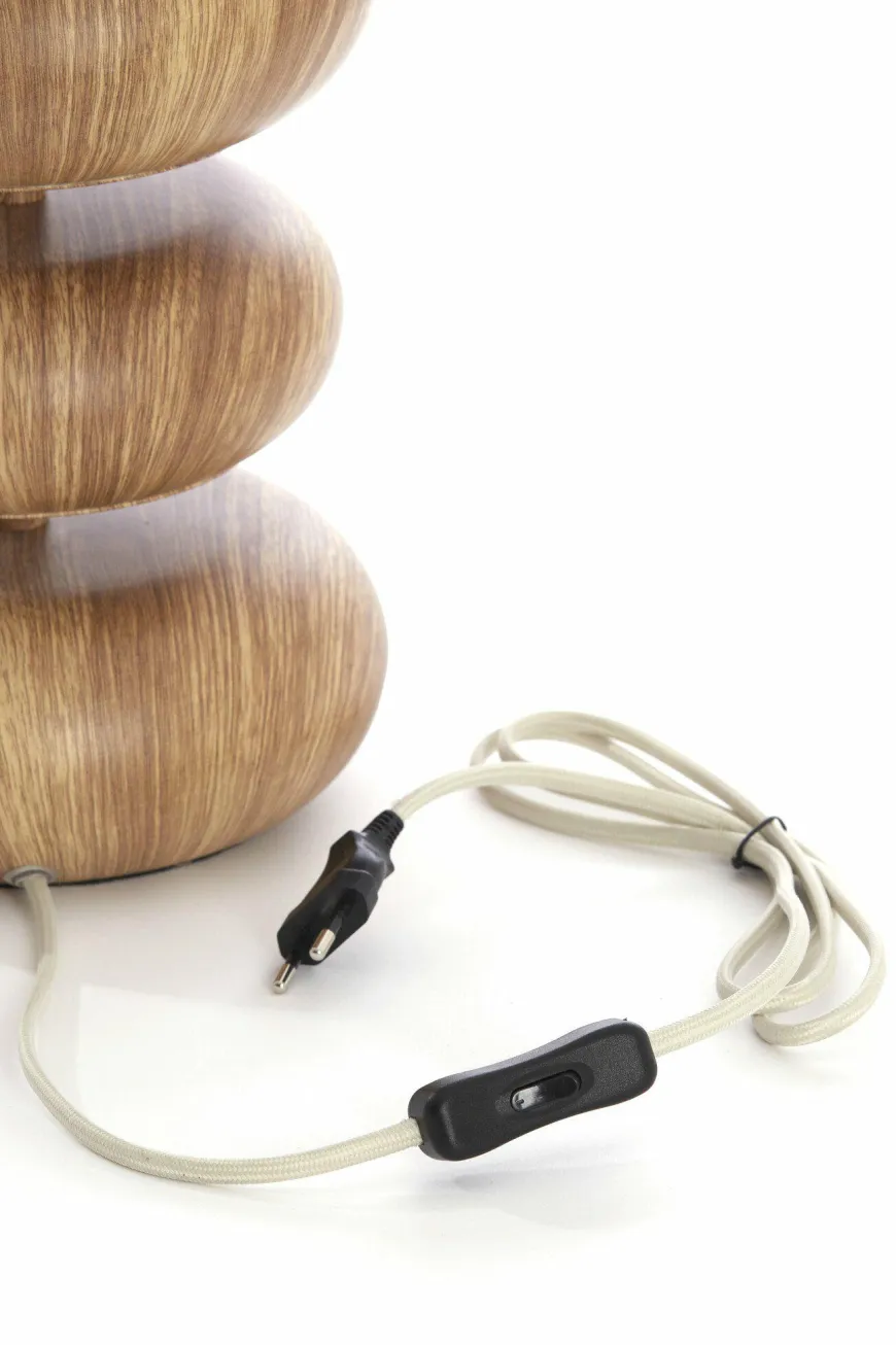 Light en Living Tafellamp Ø22x67,5 cm DANIALO hout print naturel+touw crème