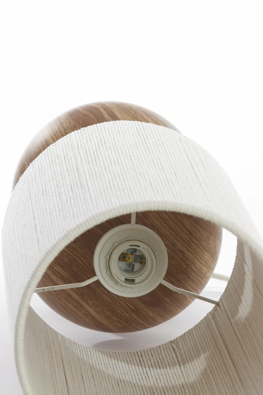 Light en Living Tafellamp Ø22x67,5 cm DANIALO hout print naturel+touw crème