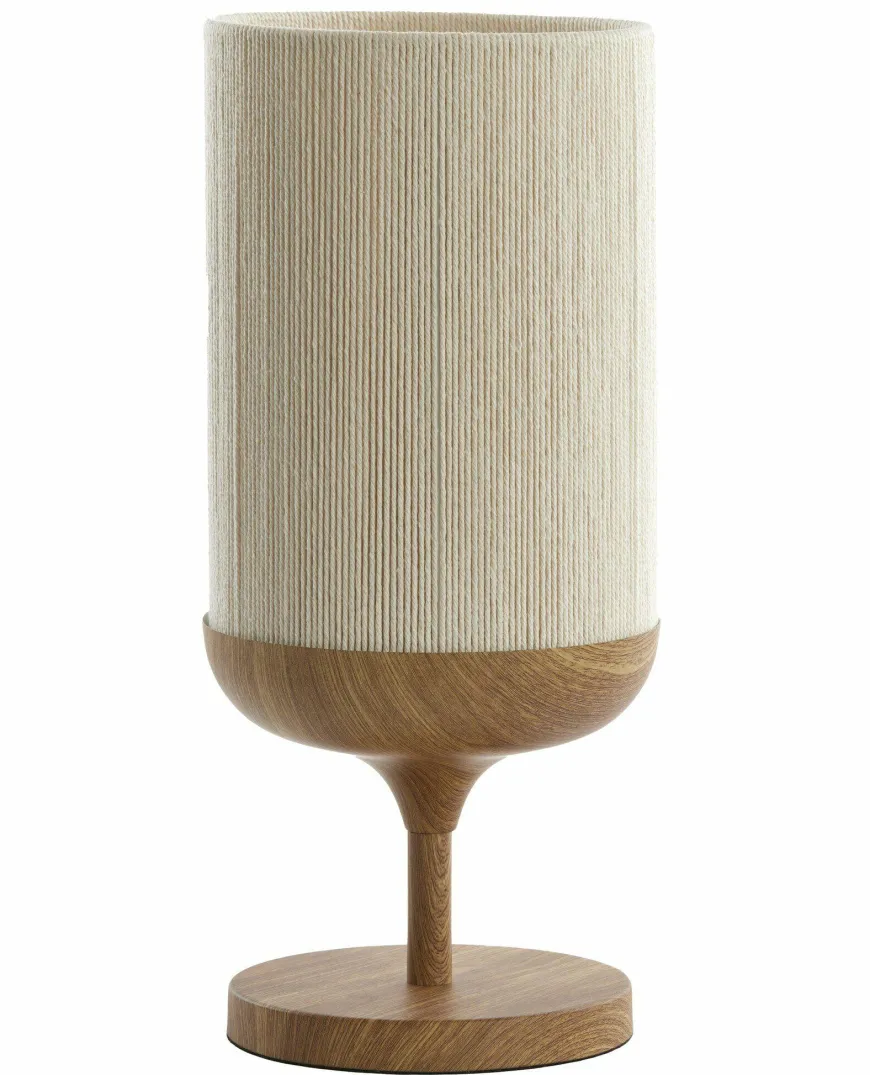 Light en Living Tafellamp Ø22,5x50 cm DANIA hout print naturel+touw crèmeTafellamp Ø22,5x50 cm DANIA hout print naturel+touw crème