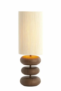Light en Living Tafellamp Ø22x67,5 cm DANIALO hout print donkerbruin+touw crème