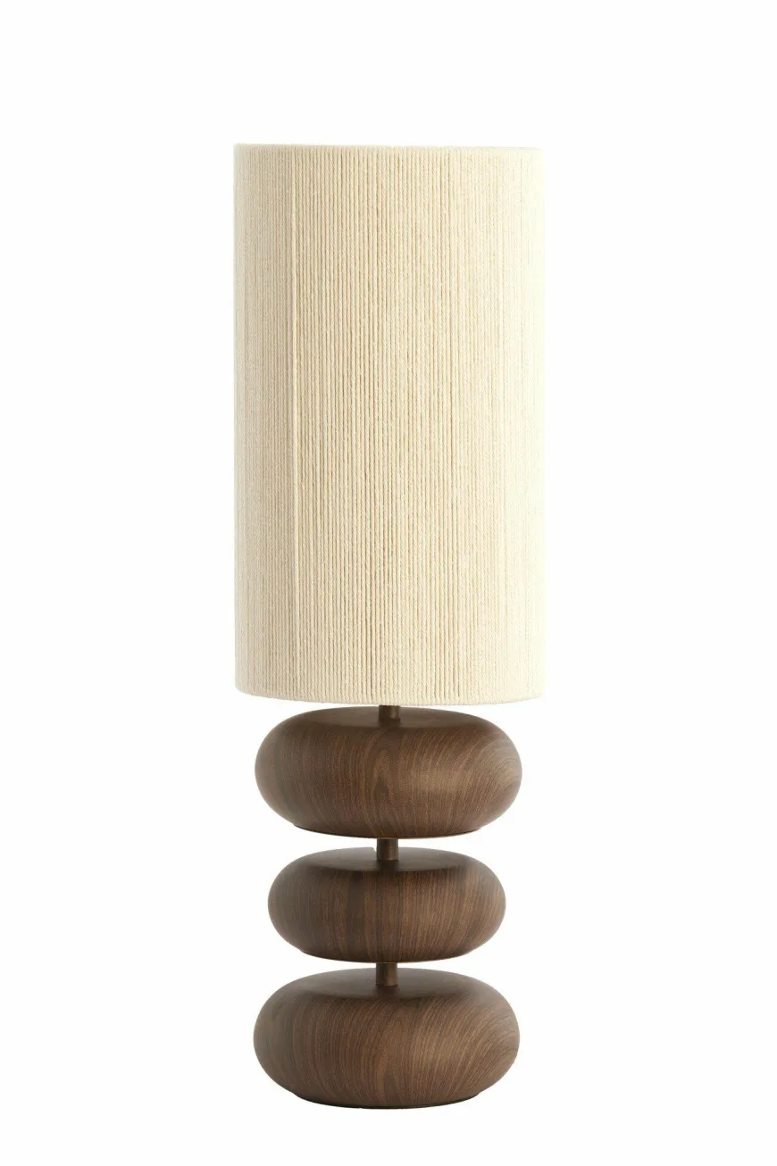 Light en Living Tafellamp Ø22x67,5 cm DANIALO hout print donkerbruin+touw crème