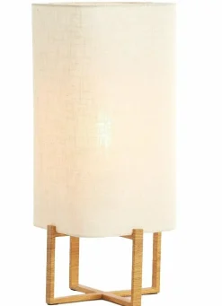Light en Living Tafellamp 21,5X21,5X50,5 Cm WYN hout Natur+Linen Creme