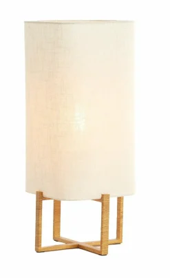 Light en Living Tafellamp 21,5X21,5X50,5 Cm WYN hout Natur+Linen Creme