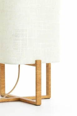 Light en Living Tafellamp 21,5X21,5X50,5 Cm WYN hout Natur+Linen Creme