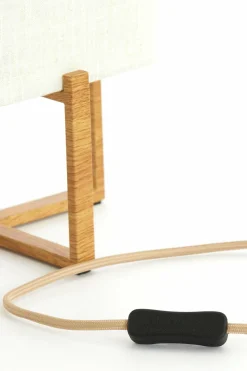 Light en Living Tafellamp 21,5X21,5X50,5 Cm WYN hout Natur+Linen Creme