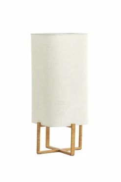 Light en Living Tafellamp 21,5X21,5X50,5 Cm WYN hout Natur+Linen Creme