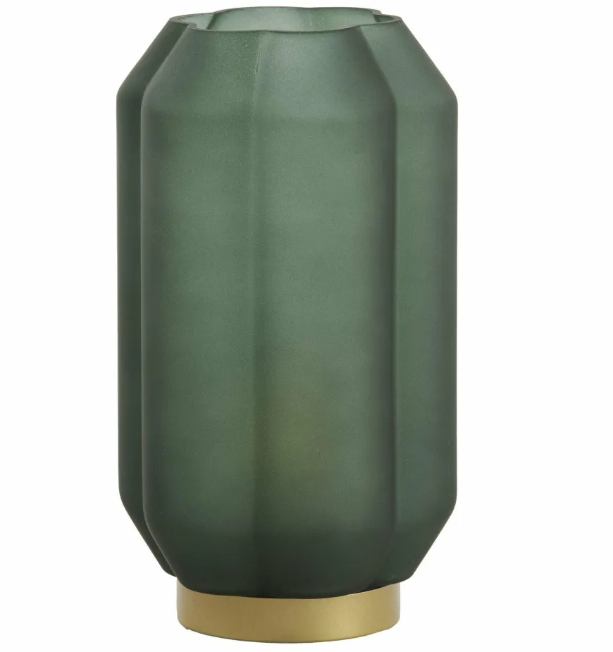 Light en Living Tafellamp LED Ø15x27 cm YVIAS glas mat donker groen+goud