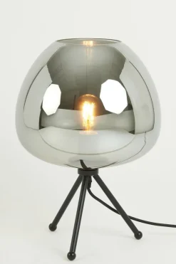 Light en Living Tafellamp Ø30x43 cm MAYSON mat zwart+glas smoke