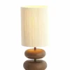 Light en Living Tafellamp Ø22x50,5 cm DANIALO hout print donkerbruin+touw crème