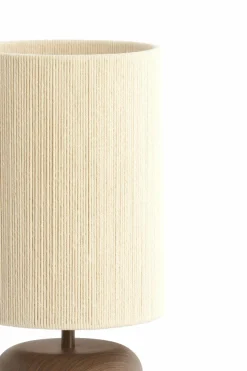 Light en Living Tafellamp Ø22x50,5 cm DANIALO hout print donkerbruin+touw crème