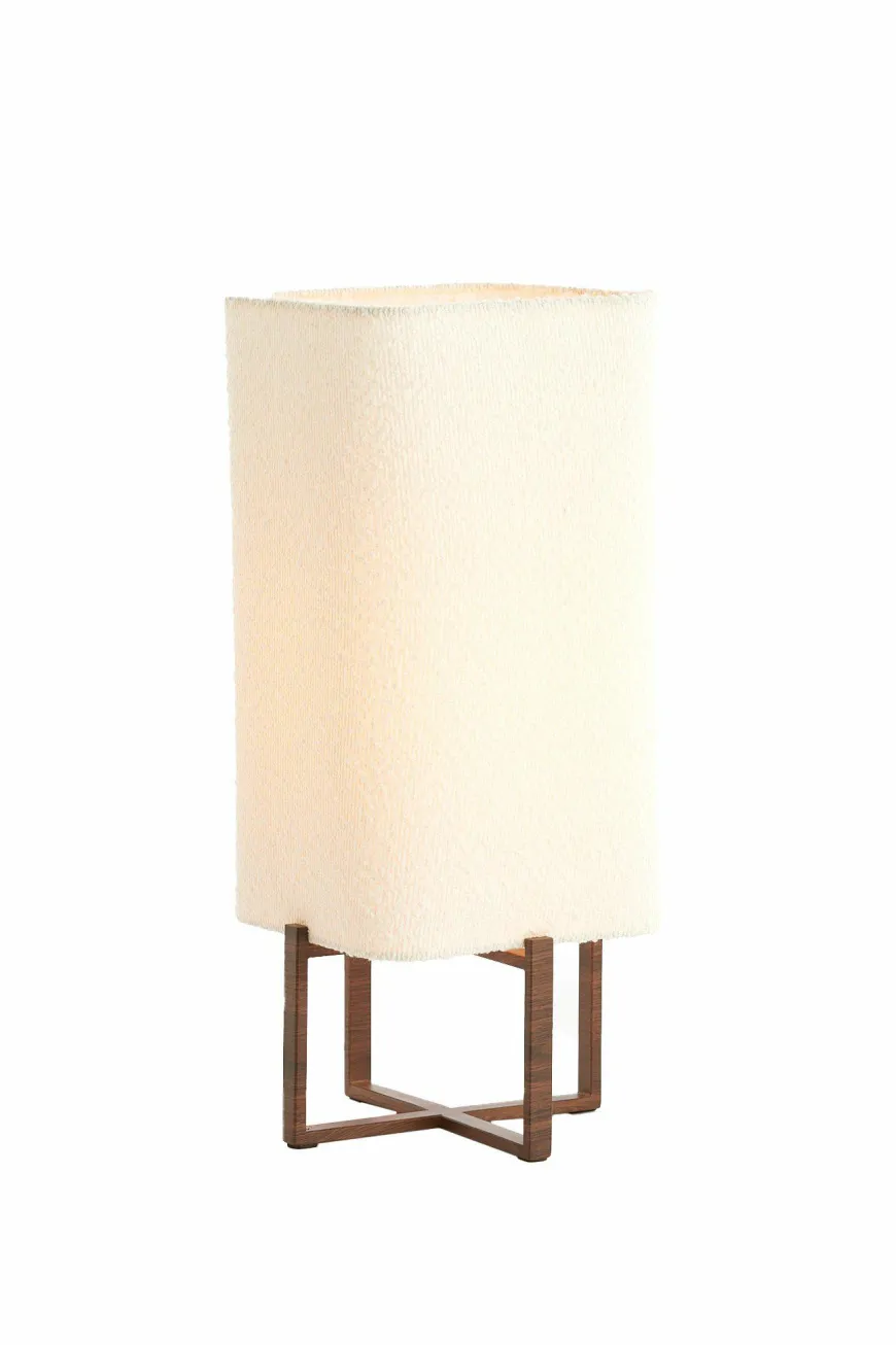 Light en Living Tafellamp 21,5X21,5X50,5 Cm WYN hout D Bruin+Boucl Creme