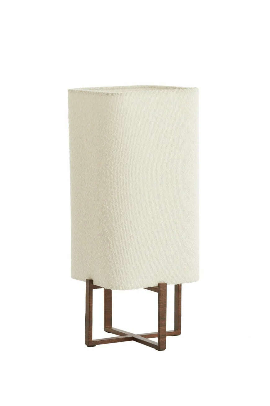 Light en Living Tafellamp 21,5X21,5X50,5 Cm WYN hout D Bruin+Boucl Creme