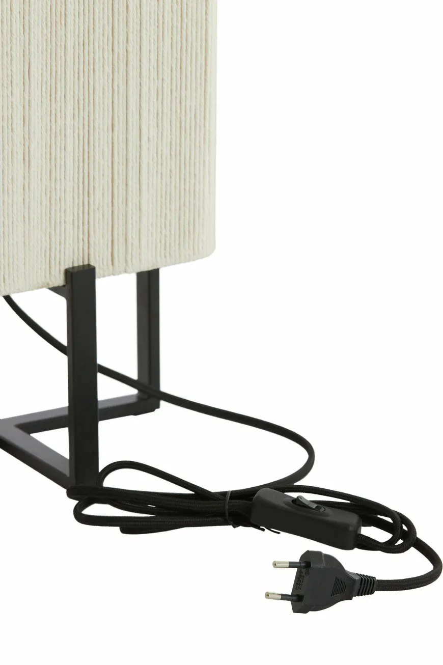 Light en Living Tafellamp 21,5X21,5X50,5 Cm WYN Mat zwart+touw creme