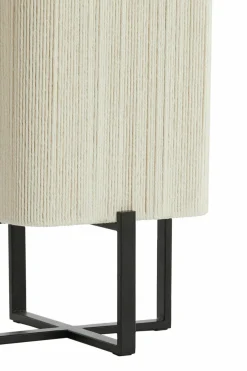 Light en Living Tafellamp 21,5X21,5X50,5 Cm WYN Mat zwart+touw creme