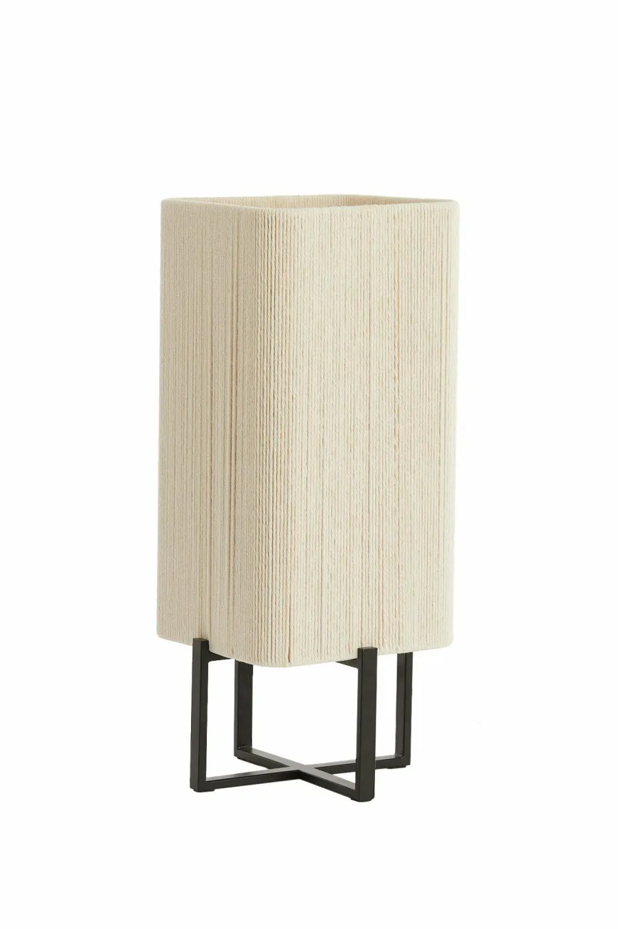 Light en Living Tafellamp 21,5X21,5X50,5 Cm WYN Mat zwart+touw creme