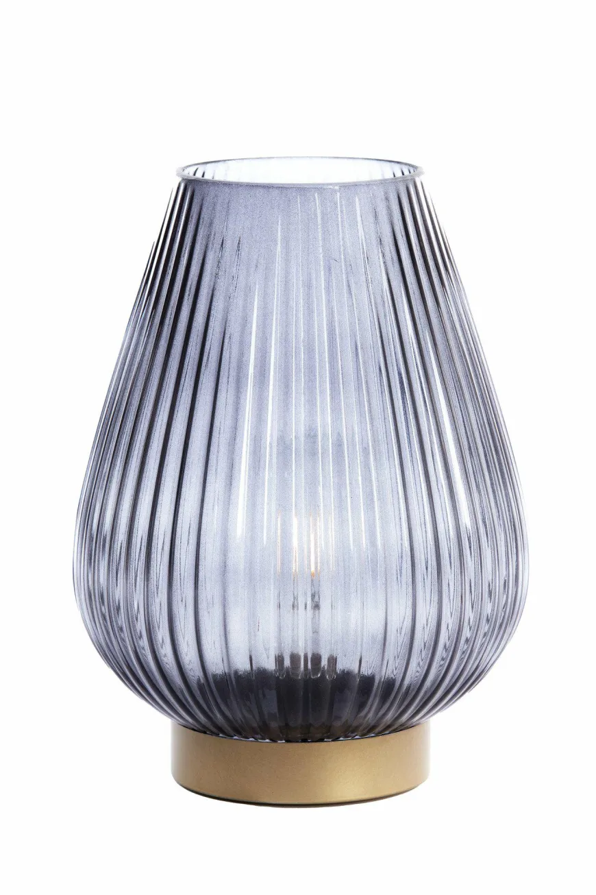 Light en Living Tafellamp LED TAJERA glas grijs+goud Ø21x28 cm