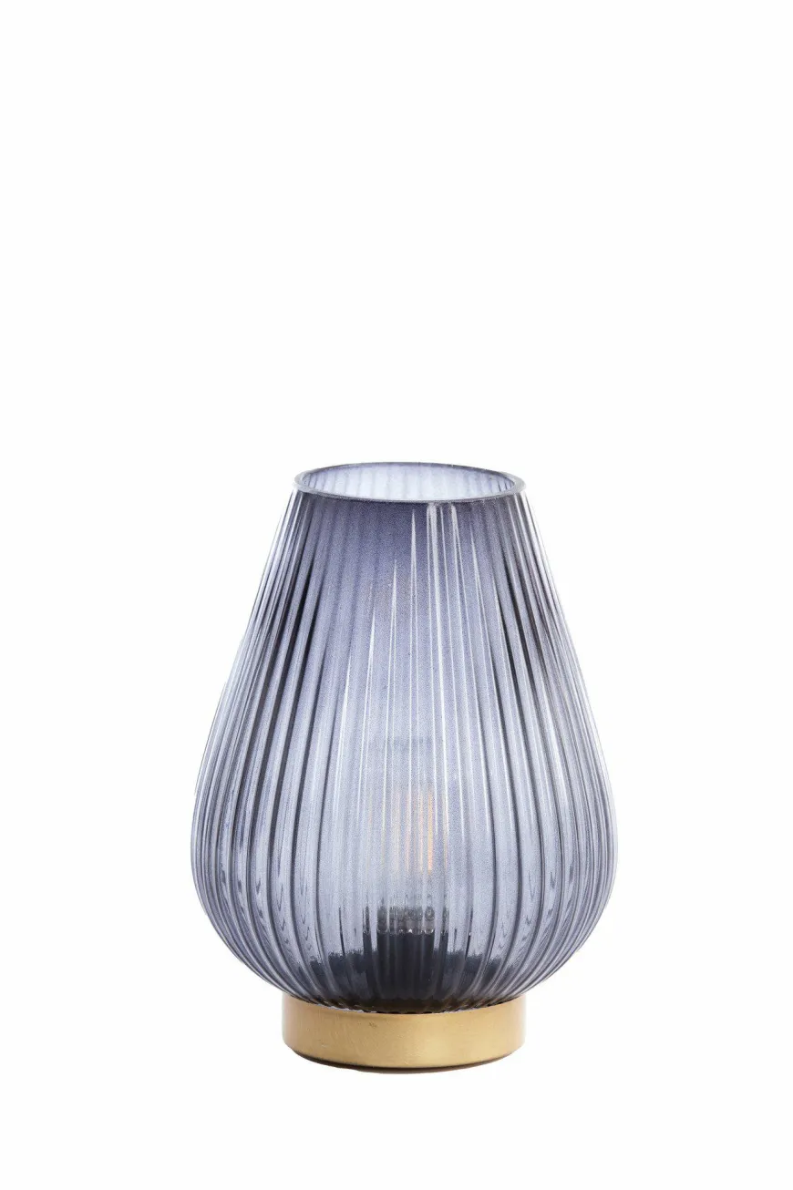 Light en Living Tafellamp LED TAJERA glas grijs+goud Ø21x28 cm