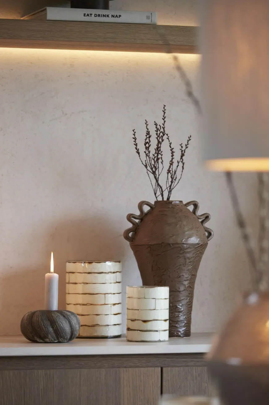 Light en Living Theelicht DRONERI Ø10x13 cm – Glas Helder + Crème | Light & Living - Copy