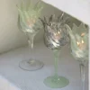 Light en Living Theelicht op voet Ø9,5x24 cm FLORA glas helder+mt mint groen