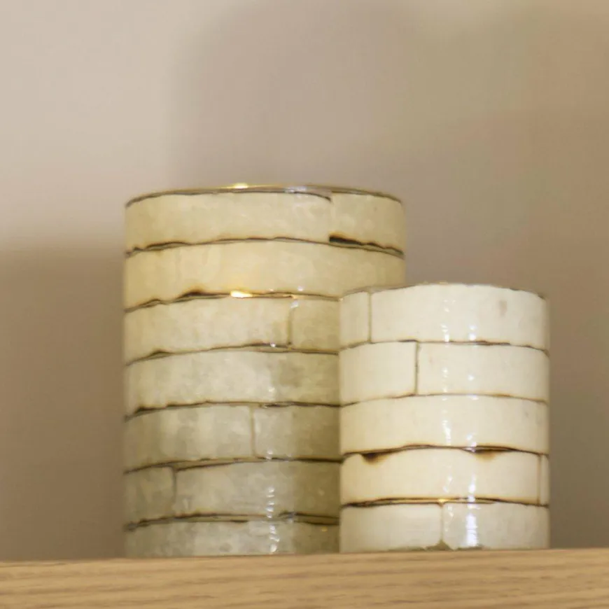 Light en Living Theelicht Ø14x20 cm DRONERI glas helder+Crème