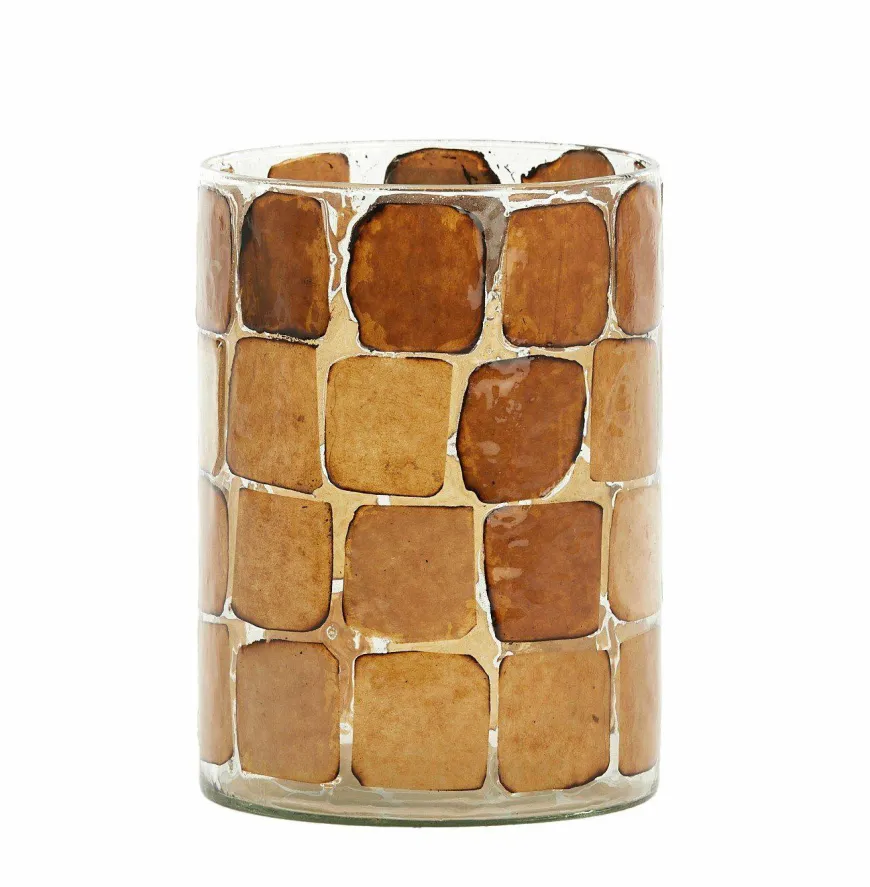 Light en Living Theelicht Ø14x20 cm DRONERO glas transparant+bruin