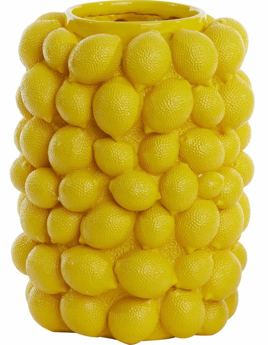 Light en Living Vaas deco LEMON geel - 41 cm hoog