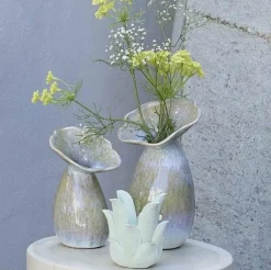 Light en Living Vaas deco Ø15,5x29 cm CULLA keramiek groen+lichtblauw