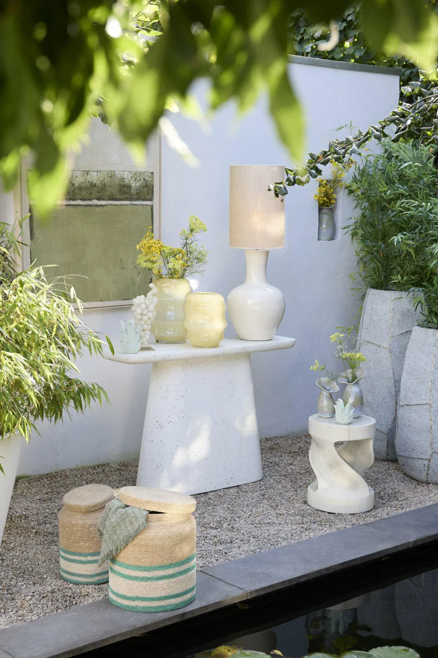 Light en Living Vaas deco Ø15,5x29 cm CULLA keramiek groen+lichtblauw