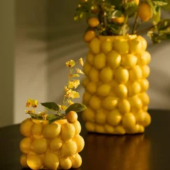 Light en Living Vaas deco LEMON geel - 14 cm hoog