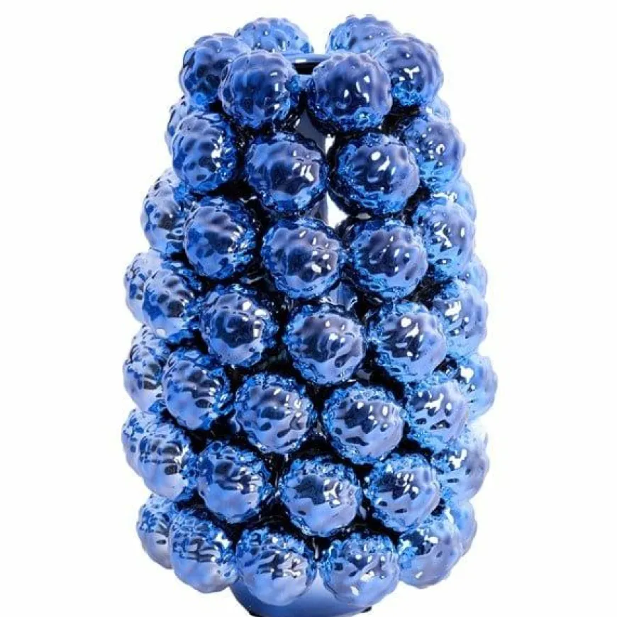 Light en Living Vaas deco Ø18,5x28 cm BUTANG keramiek metallic blauw