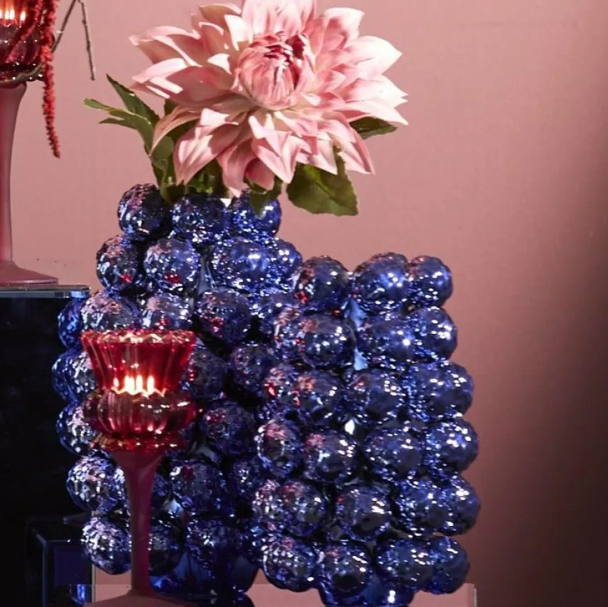 Light en Living Vaas deco Ø18,5x28 cm BUTANG keramiek metallic blauw