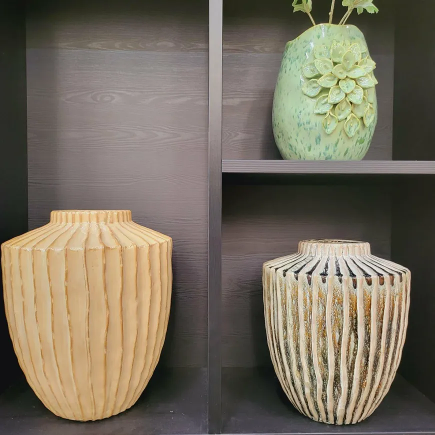 Light en Living Vaas deco Ø32X40 cm TALEA keramiek zand-beige