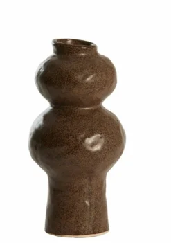 Light en Living Vaas deco Ø13x26 cm ROGANO keramiek donker bruin
